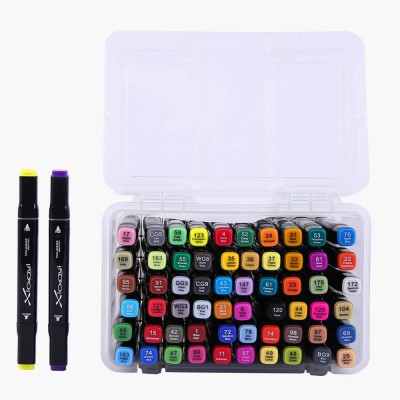 80 Colors Brush Art Marker Set,Brush & Chisel Double Tipped Sketch Marker For Kids,Artist